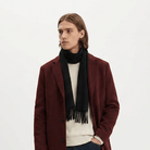 Edinburgh 100% Lambswool Scarf – Premium Soft Wool Wrap - Black - Heritage Of Scotland -