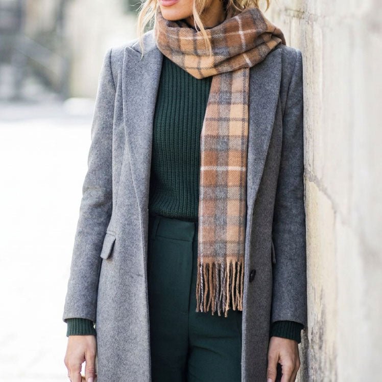 Edinburgh 100% Lambswool Scarf – Premium Soft Wool Wrap - Buchanan Natural - Heritage Of Scotland -