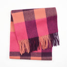 Edinburgh 100% Lambswool Scarf – Premium Soft Wool Wrap - Bursted Check Orange and Pink - Heritage Of Scotland -