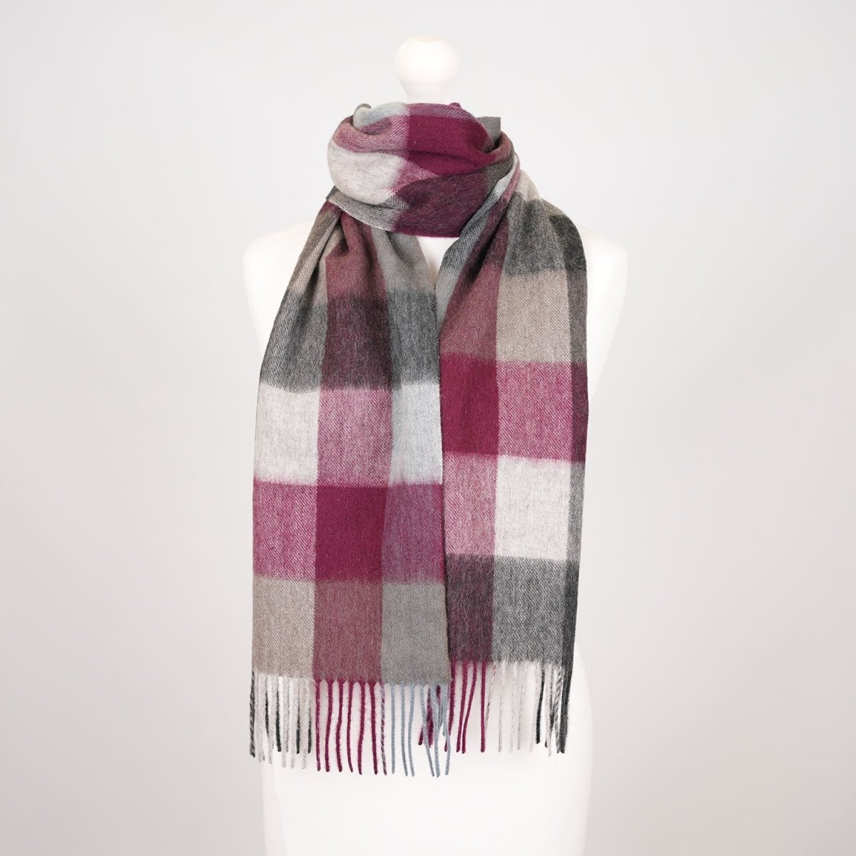 Edinburgh 100% Lambswool Scarf – Premium Soft Wool Wrap - Checkers - Burgundy - Heritage Of Scotland -