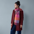Edinburgh 100% Lambswool Scarf – Premium Soft Wool Wrap - Checkers Orange and Pink - Heritage Of Scotland -