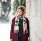 Edinburgh 100% Lambswool Scarf – Premium Soft Wool Wrap - Chequer Camel And Grey - Heritage Of Scotland -