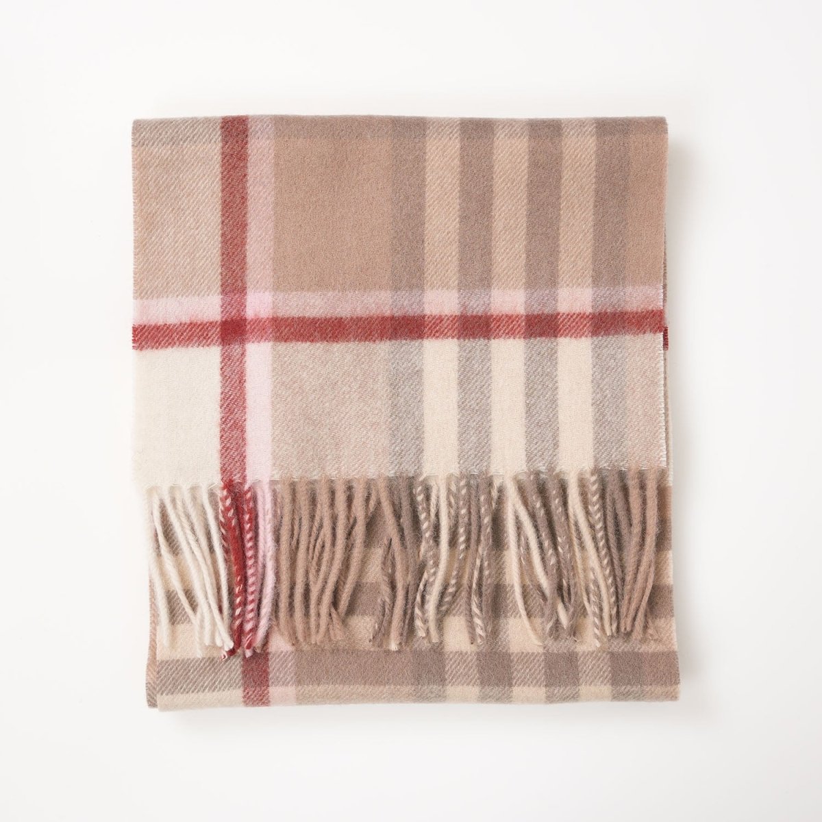 Edinburgh 100% Lambswool Scarf – Premium Soft Wool Wrap - Chequer Shrimp - Heritage Of Scotland -