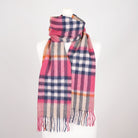 Edinburgh 100% Lambswool Scarf – Premium Soft Wool Wrap - Chequer Tartan Astral - Raspberry - Heritage Of Scotland -