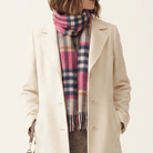 Edinburgh 100% Lambswool Scarf – Premium Soft Wool Wrap - Chequer Tartan Astral - Raspberry - Heritage Of Scotland -