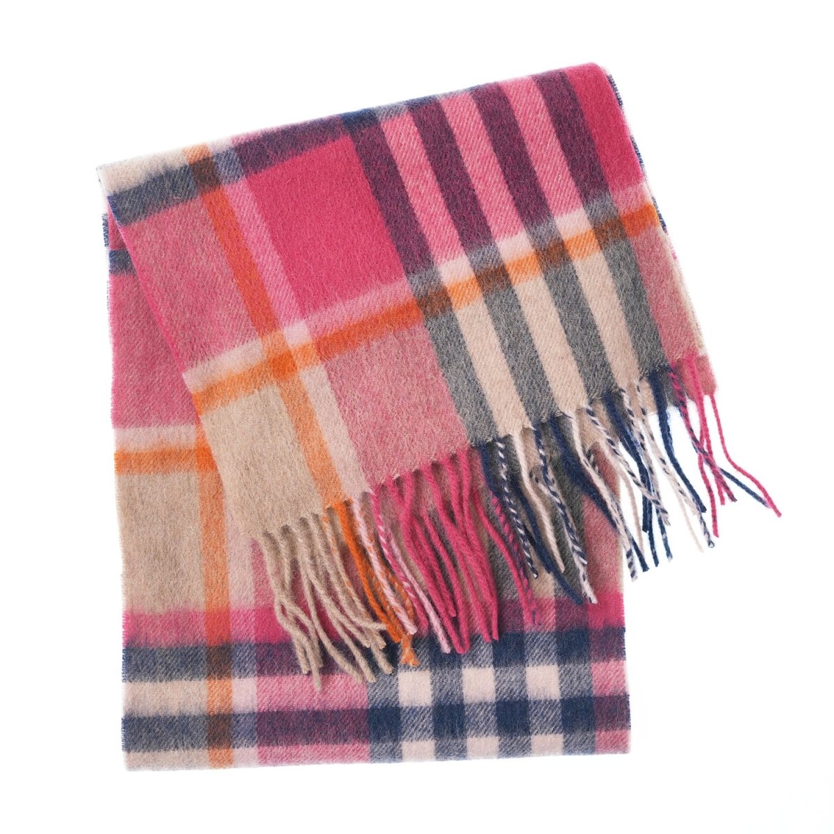 Edinburgh 100% Lambswool Scarf – Premium Soft Wool Wrap - Chequer Tartan Astral - Raspberry - Heritage Of Scotland -