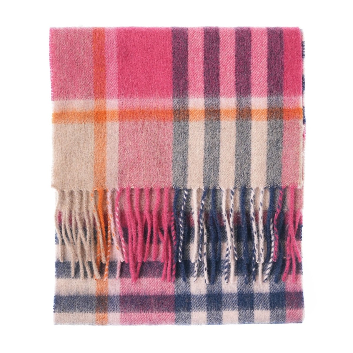 Edinburgh 100% Lambswool Scarf – Premium Soft Wool Wrap - Chequer Tartan Astral - Raspberry - Heritage Of Scotland -