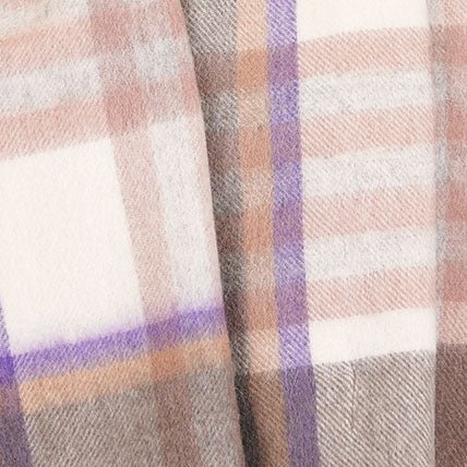 Edinburgh 100% Lambswool Scarf – Premium Soft Wool Wrap - Chequer Tartan Beige and Rose - Heritage Of Scotland -
