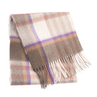 Edinburgh 100% Lambswool Scarf – Premium Soft Wool Wrap - Chequer Tartan Beige and Rose - Heritage Of Scotland -