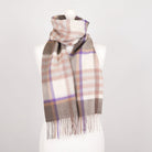 Edinburgh 100% Lambswool Scarf – Premium Soft Wool Wrap - Chequer Tartan Beige and Rose - Heritage Of Scotland -