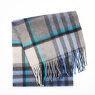 Edinburgh 100% Lambswool Scarf – Premium Soft Wool Wrap - Chequer Tartan Bright Blue and Grey - Heritage Of Scotland -