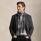 Edinburgh 100% Lambswool Scarf – Premium Soft Wool Wrap - Chequer Tartan Dark Grey - Heritage Of Scotland -