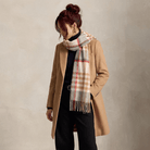 Edinburgh 100% Lambswool Scarf – Premium Soft Wool Wrap - Chequer Tartan Light Camel and Grey - Heritage Of Scotland -