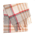 Edinburgh 100% Lambswool Scarf – Premium Soft Wool Wrap - Chequer Tartan Light Camel and Grey - Heritage Of Scotland -