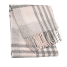 Edinburgh 100% Lambswool Scarf – Premium Soft Wool Wrap - Chequer Tartan Light Pink And Grey - Heritage Of Scotland -