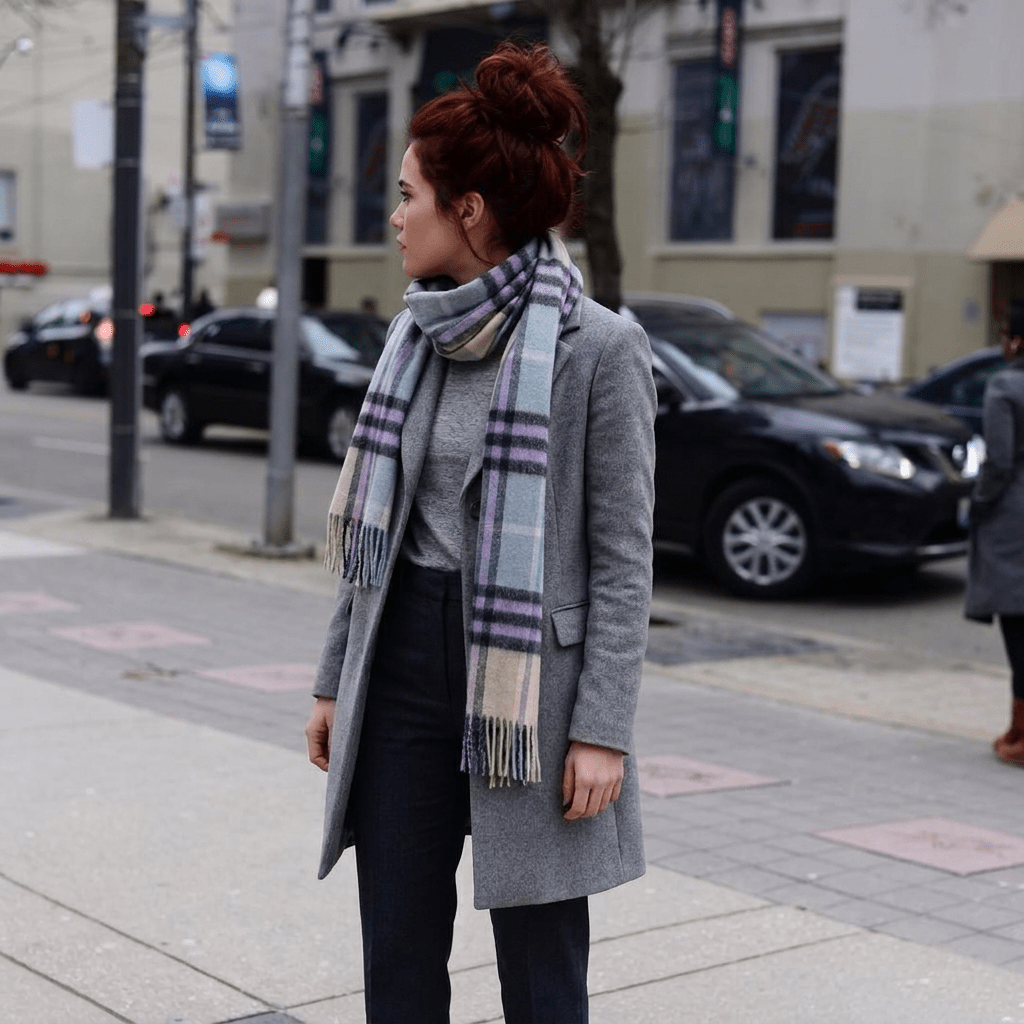 Edinburgh 100% Lambswool Scarf – Premium Soft Wool Wrap - Chequer Tartan Purple - Heritage Of Scotland -