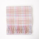 Edinburgh 100% Lambswool Scarf – Premium Soft Wool Wrap - Cluster Gingham Lilac and Pink, White - Heritage Of Scotland -