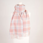 Edinburgh 100% Lambswool Scarf – Premium Soft Wool Wrap - Cluster Gingham Lilac - Pink - White - Heritage Of Scotland -
