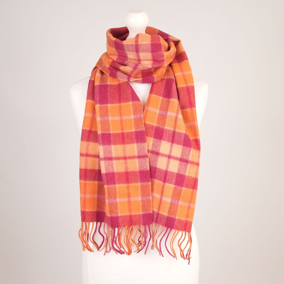 Edinburgh 100% Lambswool Scarf – Premium Soft Wool Wrap - Cragg Check Ginger - Heritage Of Scotland -