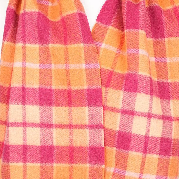 Edinburgh 100% Lambswool Scarf – Premium Soft Wool Wrap - Cragg Check Ginger - Heritage Of Scotland -