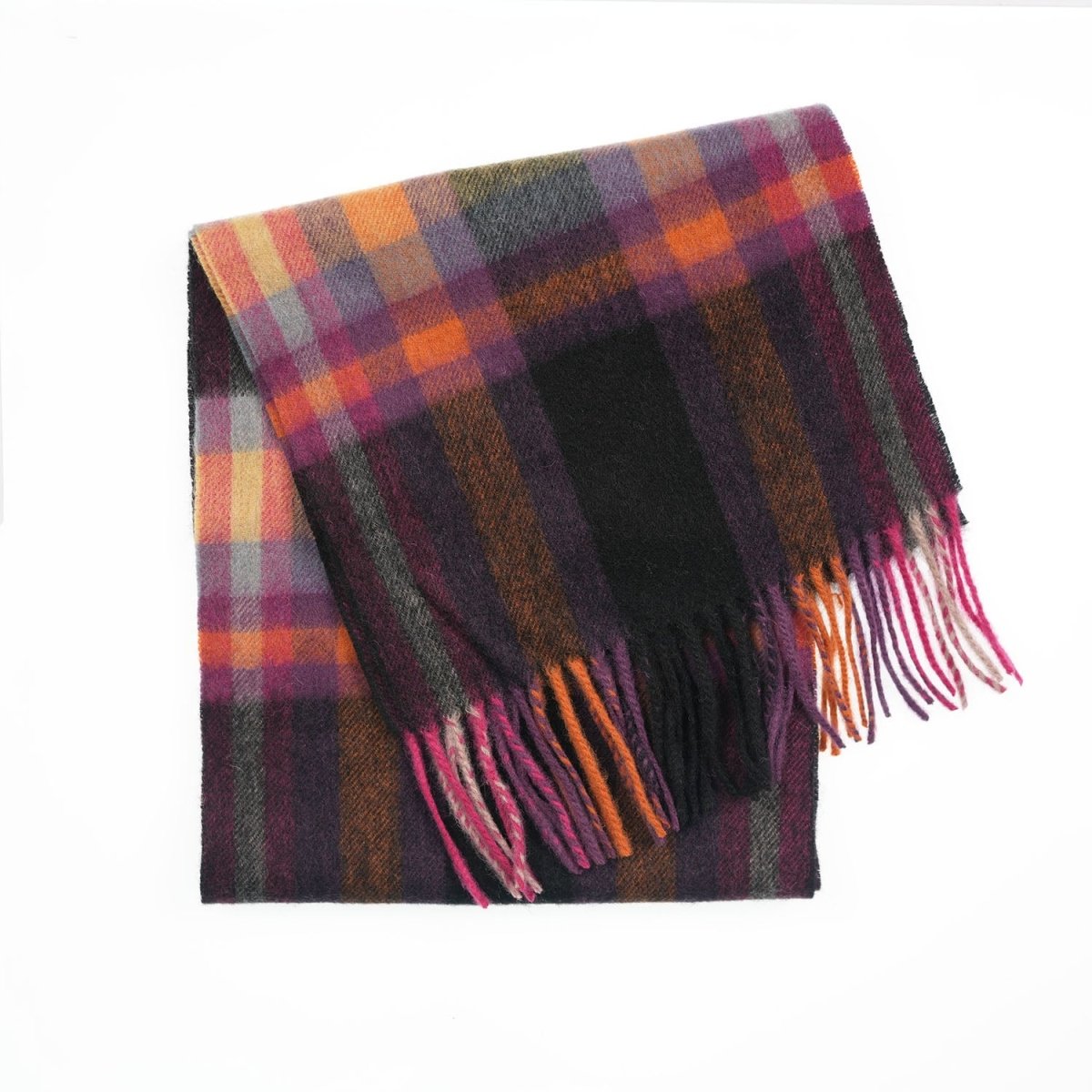 Edinburgh 100% Lambswool Scarf – Premium Soft Wool Wrap - Deco Check Ginger - Heritage Of Scotland -