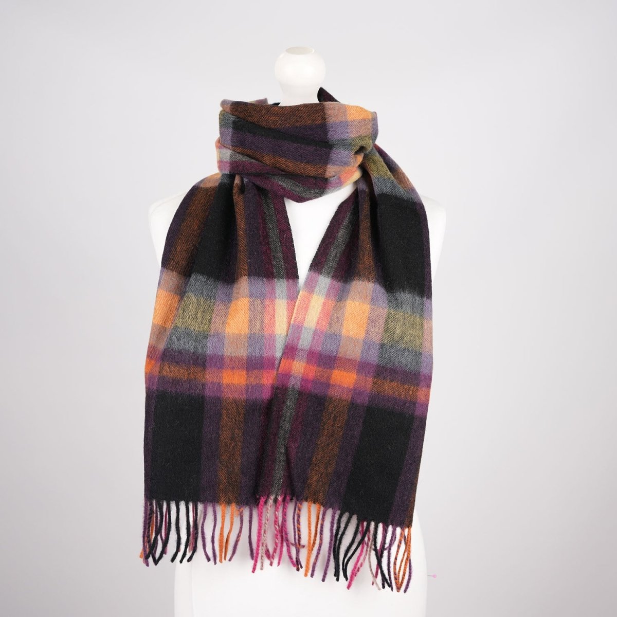 Edinburgh 100% Lambswool Scarf – Premium Soft Wool Wrap - Deco Check Ginger - Heritage Of Scotland -