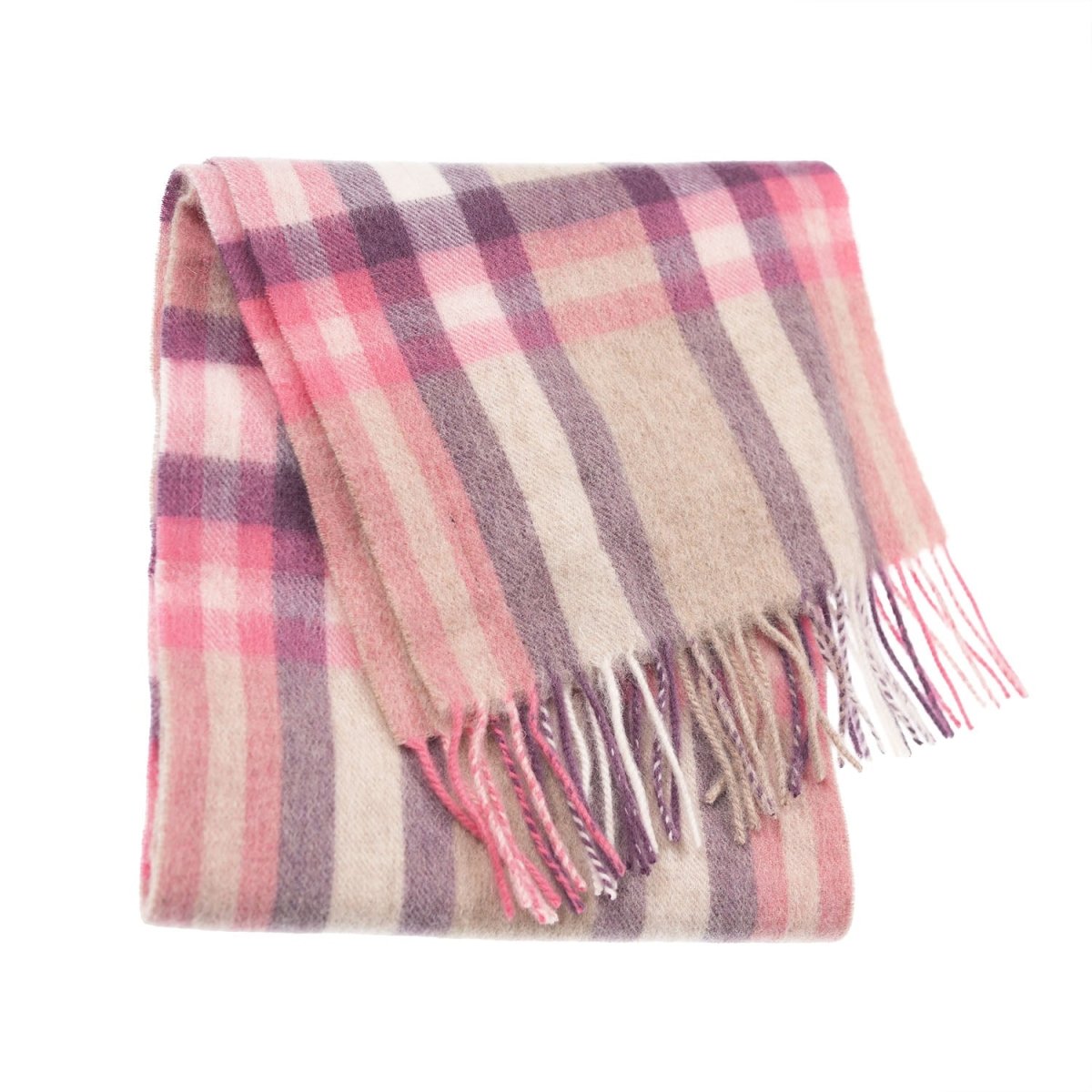 Edinburgh 100% Lambswool Scarf – Premium Soft Wool Wrap - Deco Check Peony - Heritage Of Scotland -