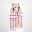 Edinburgh 100% Lambswool Scarf – Premium Soft Wool Wrap - Deco Check Peony - Heritage Of Scotland -