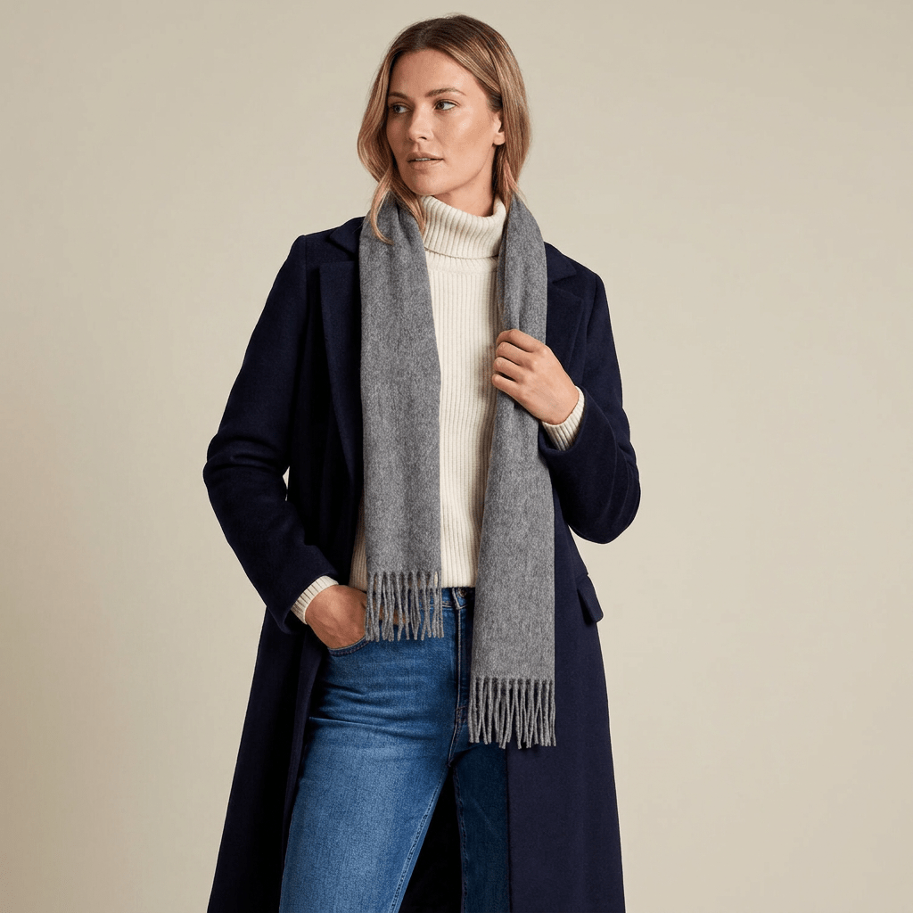 Edinburgh 100% Lambswool Scarf – Premium Soft Wool Wrap - Derby Grey - Heritage Of Scotland -