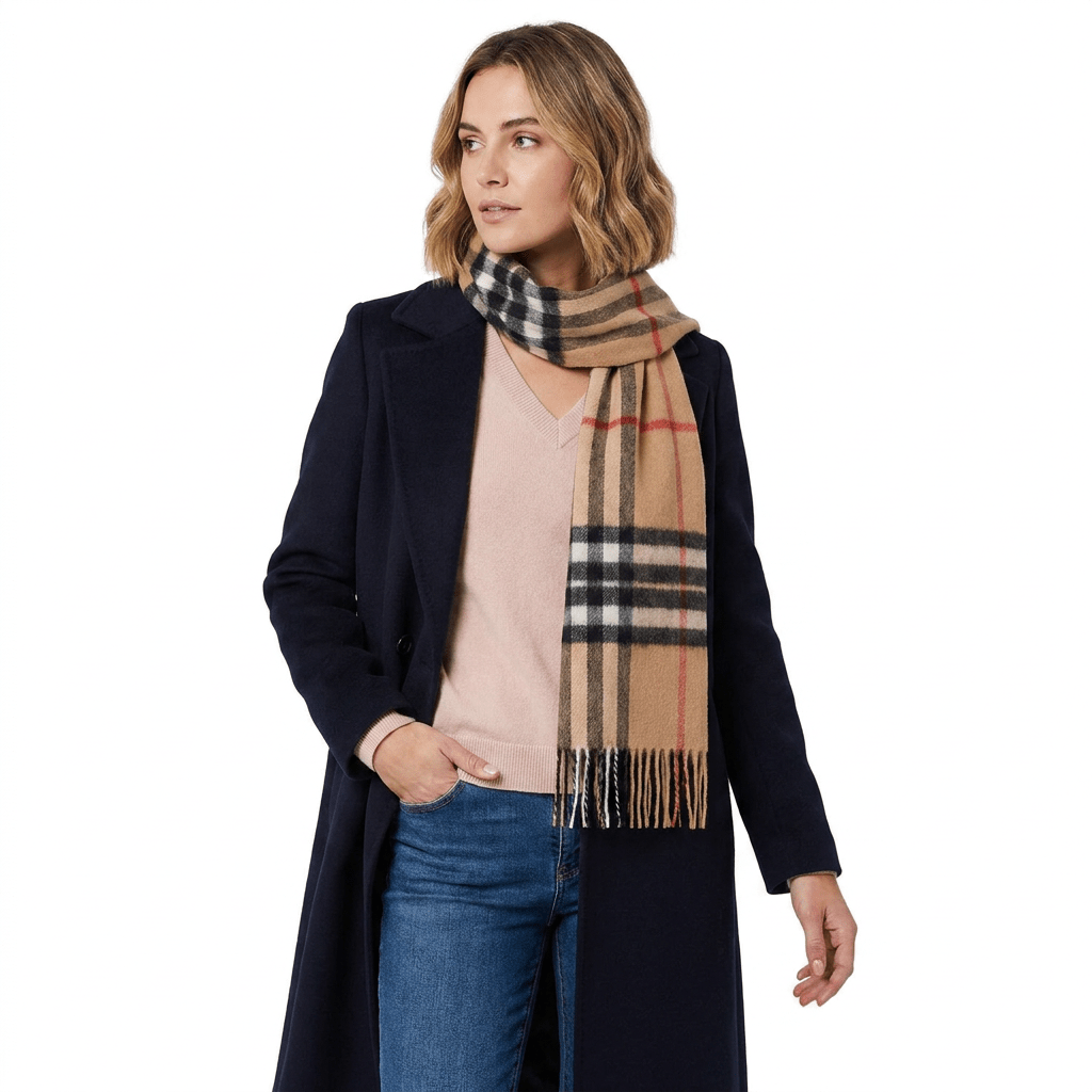 Edinburgh 100% Lambswool Scarf – Premium Soft Wool Wrap - Enlarged Off Centered Scotty Thom Camel - Heritage Of Scotland -