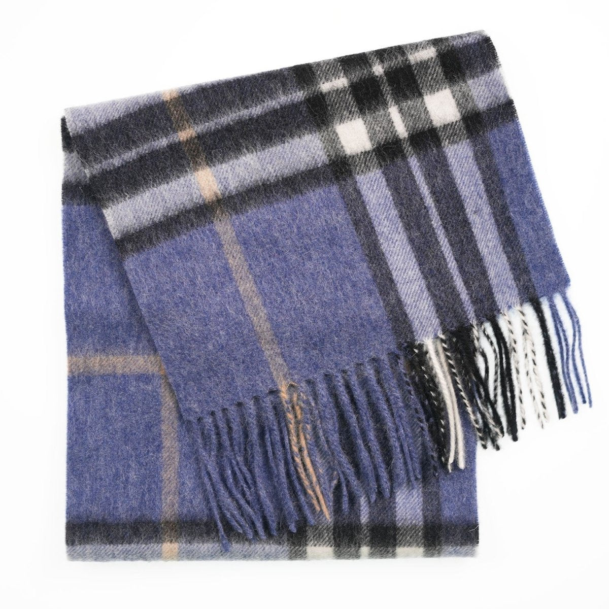 Edinburgh 100% Lambswool Scarf – Premium Soft Wool Wrap - Enlarged Off Centred Scotty Denim - Heritage Of Scotland -
