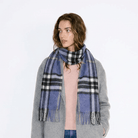 Edinburgh 100% Lambswool Scarf – Premium Soft Wool Wrap - Enlarged Off Centred Scotty Denim - Heritage Of Scotland -