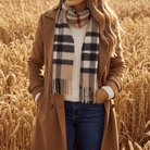 Edinburgh 100% Lambswool Scarf – Premium Soft Wool Wrap - Exploded Scotty Thomson Camel - Heritage Of Scotland -