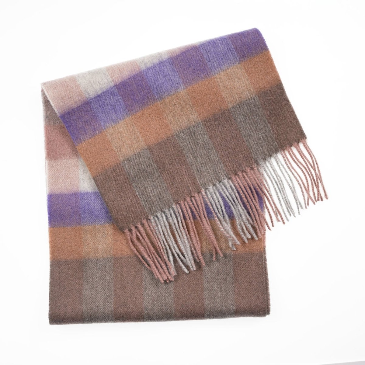 Edinburgh 100% Lambswool Scarf – Premium Soft Wool Wrap - Giant Chequer Dark Pink And Purple - Heritage Of Scotland -