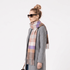 Edinburgh 100% Lambswool Scarf – Premium Soft Wool Wrap - Giant Chequer Dark Pink And Purple - Heritage Of Scotland -