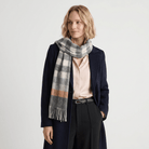Edinburgh 100% Lambswool Scarf – Premium Soft Wool Wrap - Giant Chequer Grey - Heritage Of Scotland -