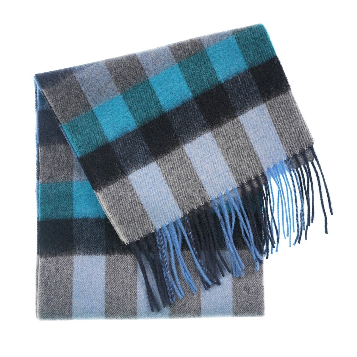 Edinburgh 100% Lambswool Scarf – Premium Soft Wool Wrap - Giant Chequer Navy/Blue - Heritage Of Scotland -