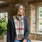 Edinburgh 100% Lambswool Scarf – Premium Soft Wool Wrap - Giant Chequer - Pink and Taupe - Heritage Of Scotland -