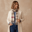 Edinburgh 100% Lambswool Scarf – Premium Soft Wool Wrap - Giant Chequer - Pink and Taupe - Heritage Of Scotland -