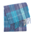 Edinburgh 100% Lambswool Scarf – Premium Soft Wool Wrap - Heivon Check - Denim - Aqua - Lazuli - Heritage Of Scotland -