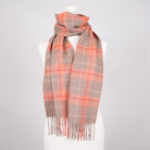 Edinburgh 100% Lambswool Scarf – Premium Soft Wool Wrap - Heivon Tattersall - Warm Taupe/Coral - Heritage Of Scotland -