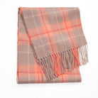 Edinburgh 100% Lambswool Scarf – Premium Soft Wool Wrap - Heivon Tattersall - Warm Taupe/Coral - Heritage Of Scotland -
