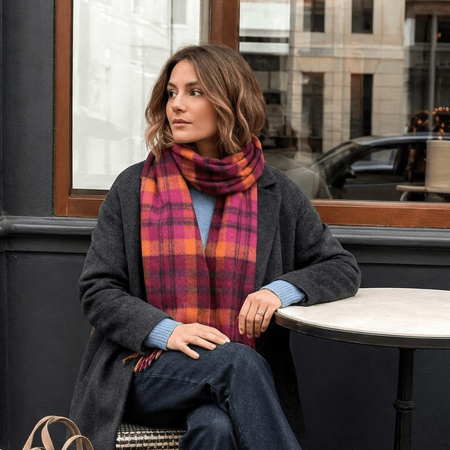 Edinburgh 100% Lambswool Scarf – Premium Soft Wool Wrap - Macdonald Orange Mix - Heritage Of Scotland -