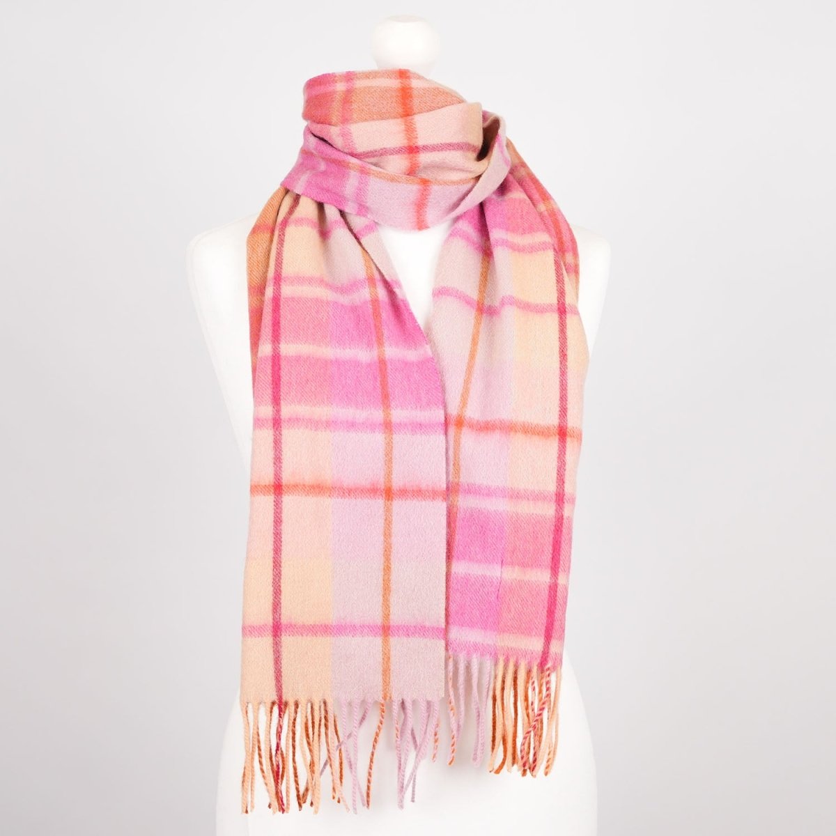 Edinburgh 100% Lambswool Scarf – Premium Soft Wool Wrap - Mill Check Ginger - Heritage Of Scotland -