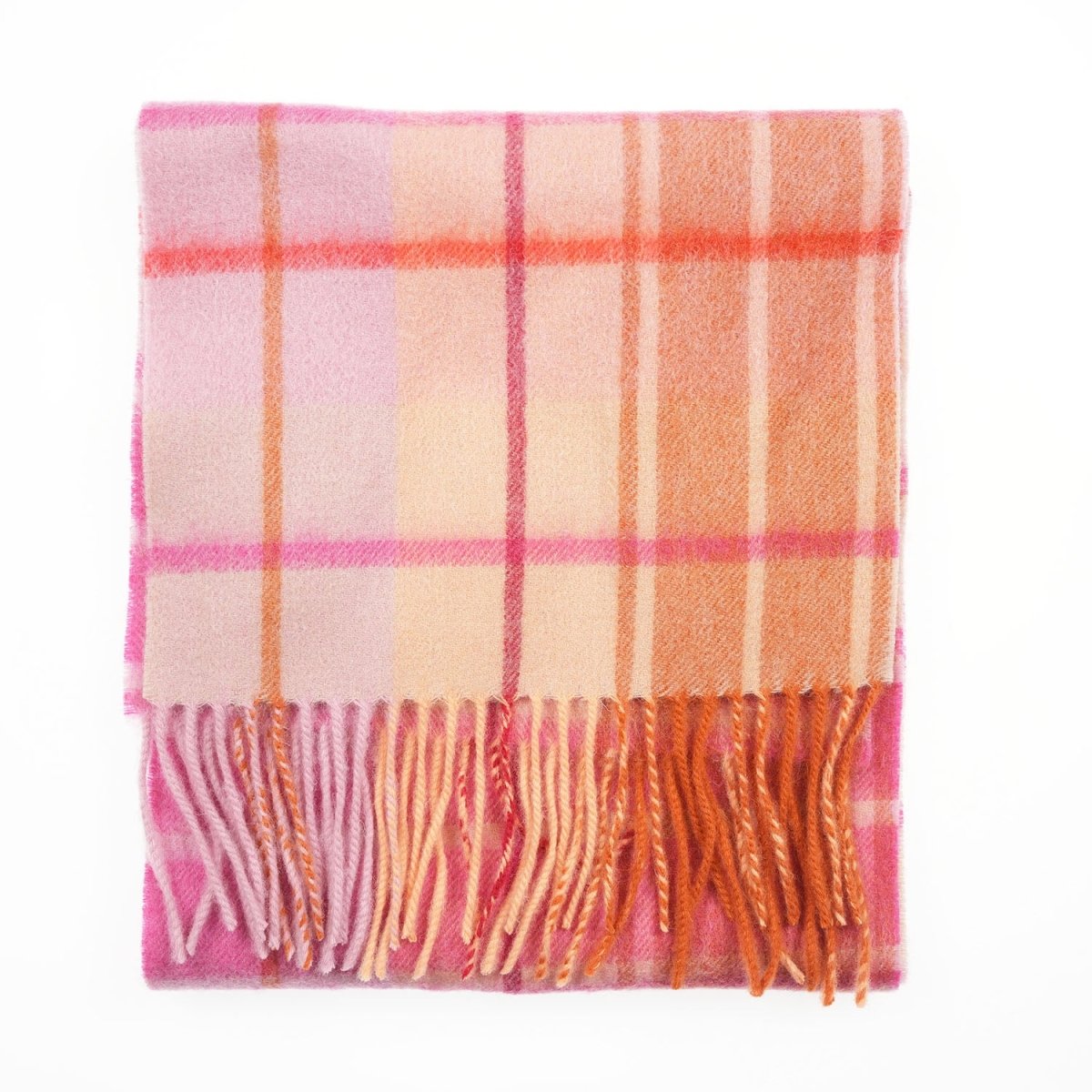 Edinburgh 100% Lambswool Scarf – Premium Soft Wool Wrap - Mill Check Ginger - Heritage Of Scotland -