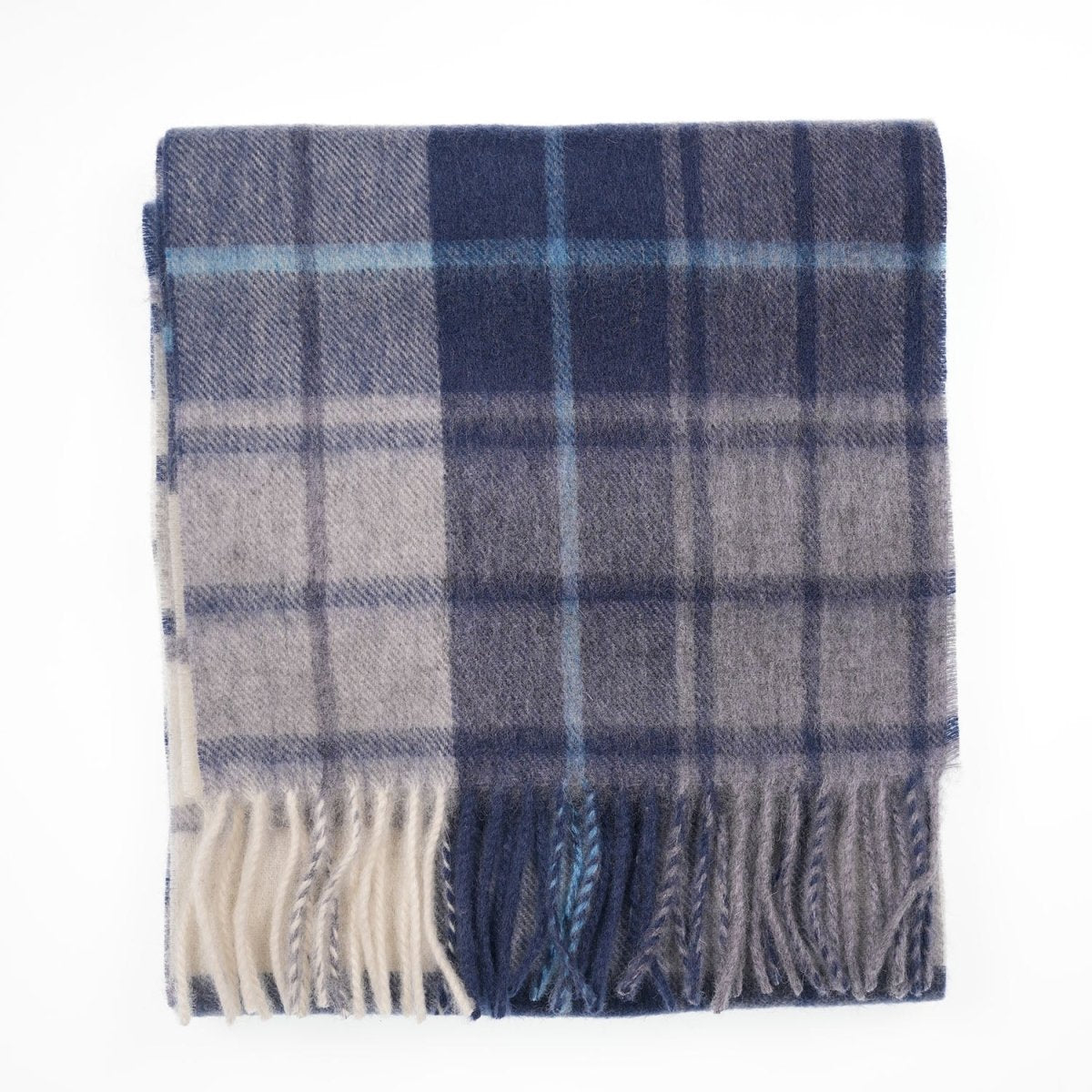 Edinburgh 100% Lambswool Scarf – Premium Soft Wool Wrap - Mill Check Navy - Heritage Of Scotland -