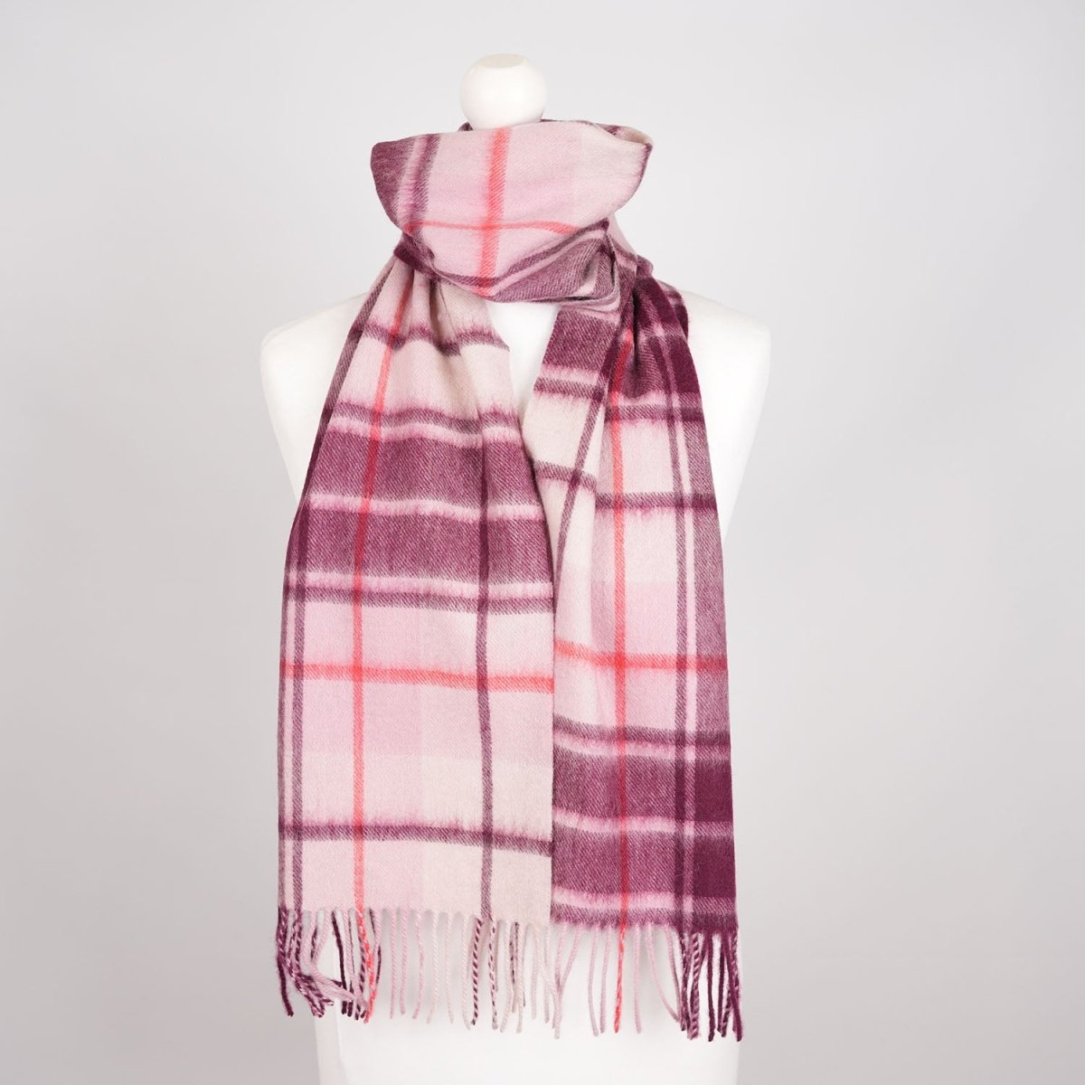 Edinburgh 100% Lambswool Scarf – Premium Soft Wool Wrap - Mill Check Pink - Heritage Of Scotland -