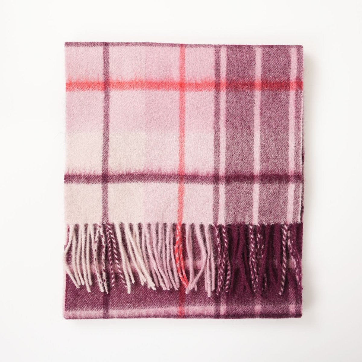 Edinburgh 100% Lambswool Scarf – Premium Soft Wool Wrap - Mill Check Pink - Heritage Of Scotland -