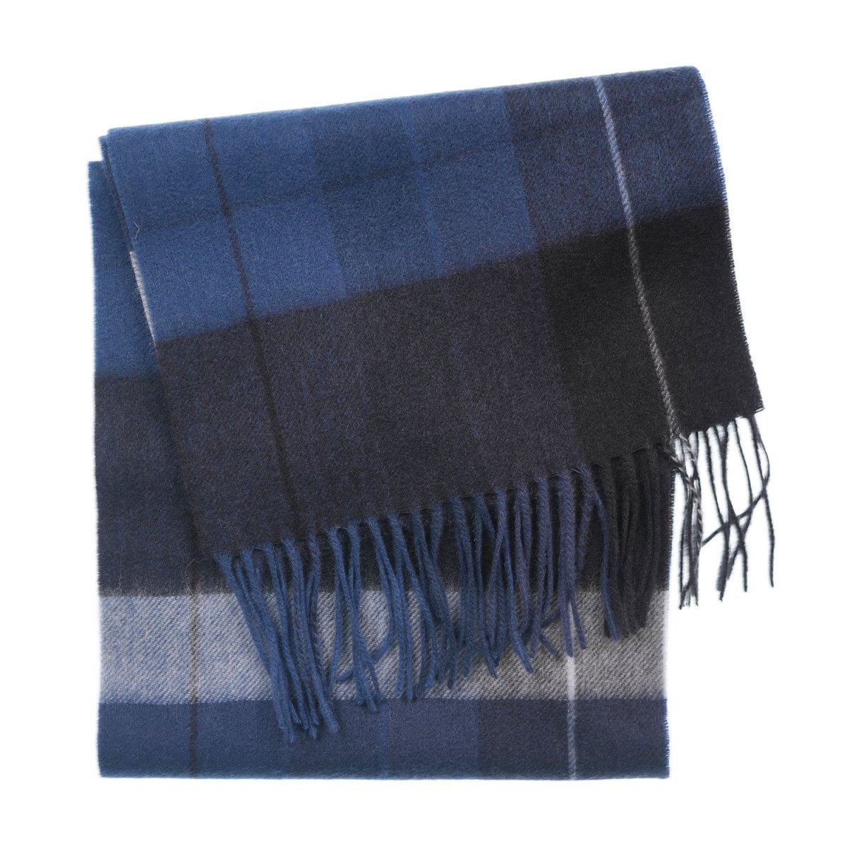 Edinburgh 100% Lambswool Scarf – Premium Soft Wool Wrap - Mixed Check - Blue - Heritage Of Scotland -