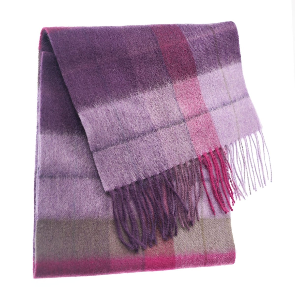 Edinburgh 100% Lambswool Scarf – Premium Soft Wool Wrap - Mixed Check - Heather/Pink - Heritage Of Scotland -